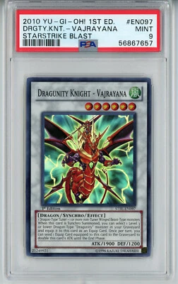 YUGIOH 1ST ED STBL-EN097 DRAGUNITY KNIGHT VAJRAYANA SUPER PSA 9 MINT #56867657 - Image 1 of 2