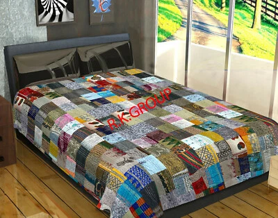 Colcha de algodón indio estampada Patola ropa de cama manta lotes edredón Kantha Foto 1 de 4