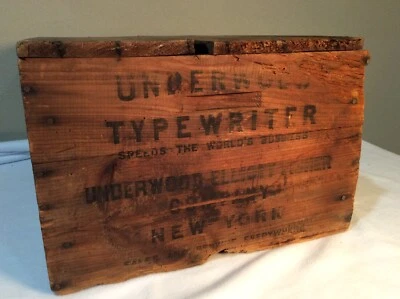Винтажная антикварная пишущая машинка 1900-х Underwood Elliott большой деревянный ящик для доставки - Изображение 1 из 4