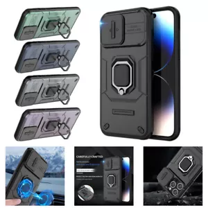 Slidable Lens Phone Case with Ring For iPhone 15 14 13 Plus Pro Max Shockproof - Picture 1 of 12