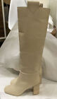 Mercedes Castillo Emmett Tall Leather Off White Tall Boots Size 5 35 Square Toe