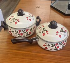 Vintage Sheffield Strawberries N Cream Set Of 2 Pots Cookware Pans Free Shipping