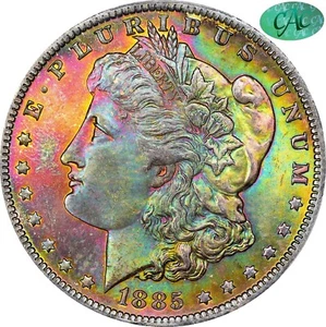 Monster Toned 1885-O $1 MS66+ PCGS CAC Color Morgan Dollar | Paradime Coins - Picture 1 of 5