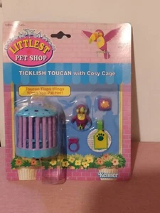 Vintage Littlest Pet Shop Kitzlischer Tukan mit gemütlichem Käfig Kenner 1992 neu - Bild 1 von 4