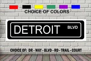 Letrero de calle Detroit Blvd 4 x 18" TODO metal novedad eslogan - Imagen 1 de 1