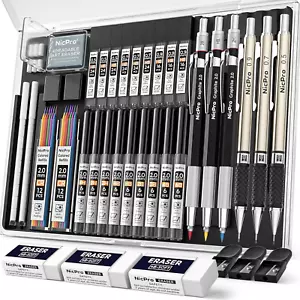 Nicpro 35PCS Art Mechanical Pencil Set, 3 PCS Metal Drafting Pencil 0.5 mm & 0.7 - Picture 1 of 7