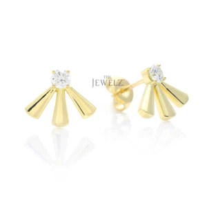 14K Gold 0,12 ct VS/F-G Diamant Sonnenstrahl Ohrstecker - The Jewelz - Bild 1 von 4