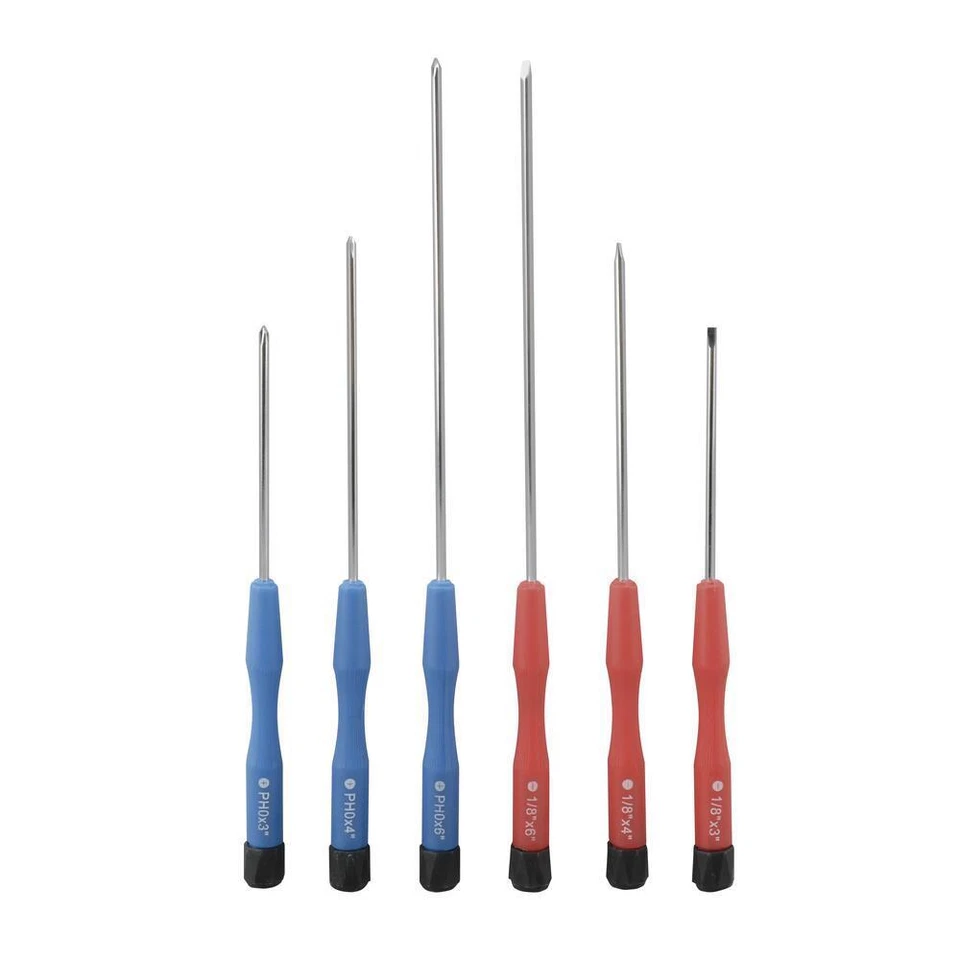 6-Piece Extra Long Shaft Jeweler Precision Screwdriver Set with Swiveling Handle - Image 1 of 1