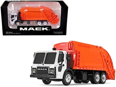 2023 Mack LR McNeilus Rear Load Refuse Truck Orange White 1/87 HO Diecast Model - Image 1 of 3