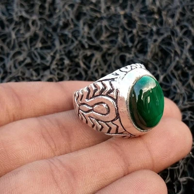 Men's Malachite Ring 925 Sterling Silver Handmade Beautiful Gift Men's Ring B111 - Image 1 of 4