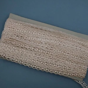 25m Vintage French Cotton Bobbin Lace Border – Diamond Openwork Lace Tri - Picture 1 of 6