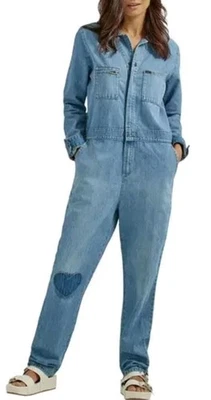 Mono Lee Union para mujer talla M azul claro corazón parche hasta la rodilla 100 % algodón Foto 1 de 4