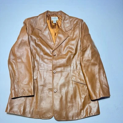 Chaqueta grande vintage de cuero de cordero genuino marrón caramelo NORDSTROM Foto 1 de 4