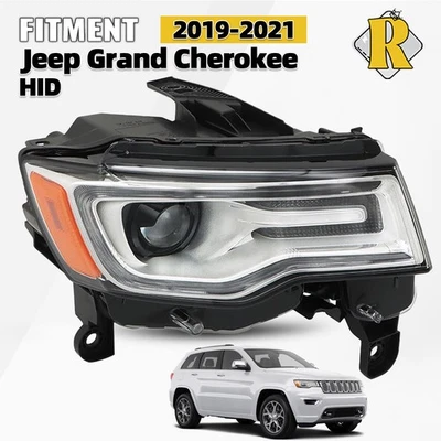 HID/Xenon Headlight For 2019-2021 Jeep Grand Cherokee Chrome Right Passenger Foto 1 de 4