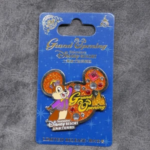 Disney Pin Shanghai Resort Park Chip Limited Release Jeweled New - Picture 1 of 11