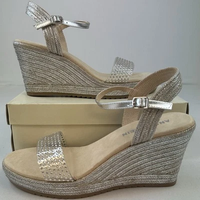 Sandália Feminina Anne Klein Shoes Wella Wylie Strass Platina Tamanho 10 - Imagem 1 de 4