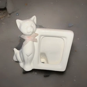 Vintage Empson Taiwan weiße Porzellan Katze Figur Fotorahmen - Bild 1 von 8