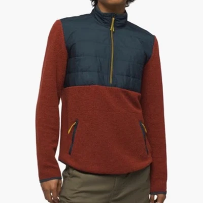 Prana IncrediWool 1/2 Zip Sweater Men's XXL Rust Heather Standard Fit Pullover - Image 1 of 4