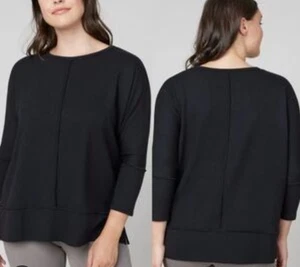 Spanx 1X schwarzes Oversize Sweatshirt perfekte Länge Rundhalsausschnitt 3/4 Arm  - Bild 1 von 7