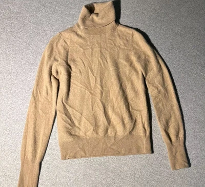 Uni Glo Cashmere Sweater Women’s Size Small Beige Turtleneck Soft Cozy Pullover  - Image 1 of 4
