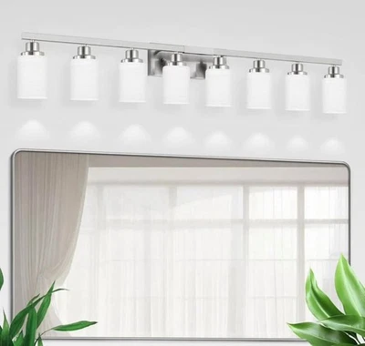 8-Light Nickel Bathroom Vanity Light – Brand New - Image 1 of 4