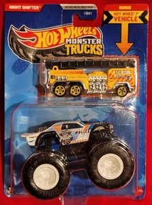 Mattel - Hot Wheels Monster Truck & Car - NIGHT SHIFTER & 5 ALARM [JCG38] - New - Picture 1 of 9