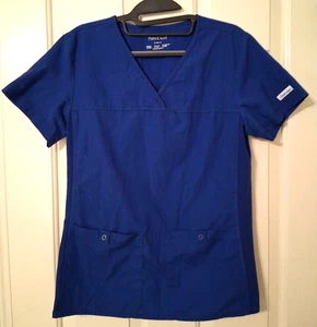 CHEROKEE FLEXIBLES Women's SZ S Galaxy Blue Scrub Top 2 Snap Pockets - Picture 1 of 6