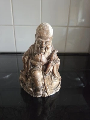 Chinese Soapstone Shoulao God of Longevity Good Fortune Statue Sculpture Carved - Image 1 of 4