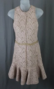 Lavin Women's Pink Beige Lace Round Neck Sleeveless Sheath Dress Size 42 US 10 - Picture 1 of 4