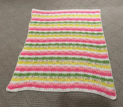 Años 80 De Colección Multicolor, Hecho a Mano, Granny Crochet, Manta Bebé/Tiro, Punto Bloque  Foto 1 de 4