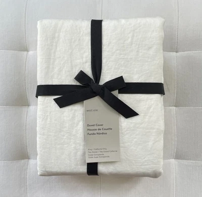 West Elm BELGIAN FLAX LINEN Duvet Cover King/California King White NWT - Image 1 of 3
