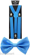 Sky Blue SUSPENDERS and bowtie COMBO SET Unisex Wedding suspender bowtie