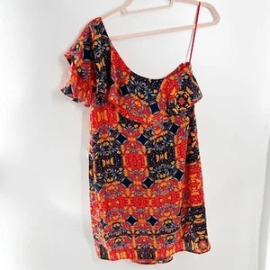 collective concept orange geblümtes One Shoulder Kleid Gr. M Neu mit Etikett - Bild 1 von 11