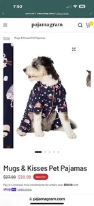 Pajamagram Pet Full Body PJ, Small Flannel Nwt Navy Hot Cocoa Mugs - Picture 1 of 8