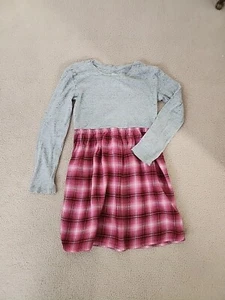 Girls Pink And Grey Cotton dress Age 6 To 7 Years VGC - Picture 1 of 1