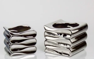 LARGE Flower Pot Planter Silver Waves Home Decor Modern Plant Holder Pots - Picture 1 of 6