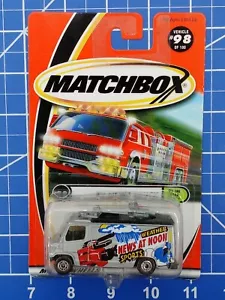 Matchbox #98 TV News Truck Silver Gray On The Road Again Series 2000 New On Card - Picture 1 of 4