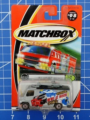 Matchbox #98 TV News Truck Silver Gray On The Road Again Series 2000 New On Card - Image 1 of 4
