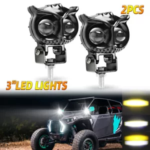 3"in LED Work Light Bar Owl Lamp White&Amber Strobe Flash For Can-Am Maverick X3 - Picture 1 of 8