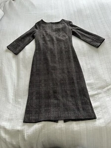 Lovely Hobbs Grey Red Plaid Check 3/4 Sleeve Stretch Smart Shift Dress Size 10 - Picture 1 of 13