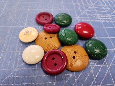 10  Vintage Buttons Sportswear Wooden Coat Apparel  - Image 1 of 2