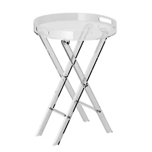 VEVOR Acrylic Folding Tray Table Acrylic End Table Folding X-Leg for Living Room - Picture 1 of 12