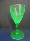 ANTIQUE GREEN URANIUM CRYSTAL GLASS GOBLET WINE STEM ART GLASS 