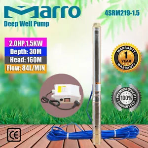 Marro 4" Stainless Steel Submersible Bore Pump Deep Well Upto 160m Head,84l/min - Picture 1 of 8