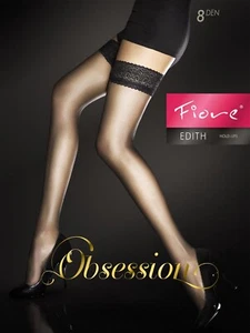 Exclusive Ultra Sheer Hold-ups by Fiore 8 Denier Lace Top New Edith - Picture 1 of 11
