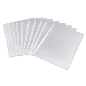 A4 Glass Clear Punched Pockets Heavy Duty Strong Filing 50 Micron Top Opening - Picture 1 of 1