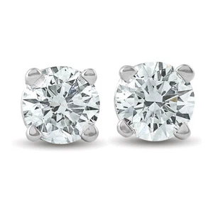 1/3 ctw Round 14k White Gold Round Cut Diamond Stud Earrings - Picture 1 of 6