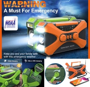 10000mAh Solar Handkurbel Handy Ladegerät Notfall Radio AM/FM LED Taschenlampe - Afbeelding 1 van 21