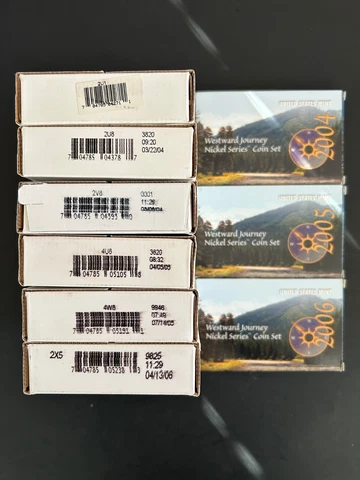2U1 2U8 2V8 4U8 4W8 2X5  U.S. Mint Nickel Rolls  plus 2004 2005 2006 coin sets Cover