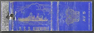 Copertina libro fiammiferi USS ALBEMARLE AV 5 US NAVY usura - Foto 1 di 2
